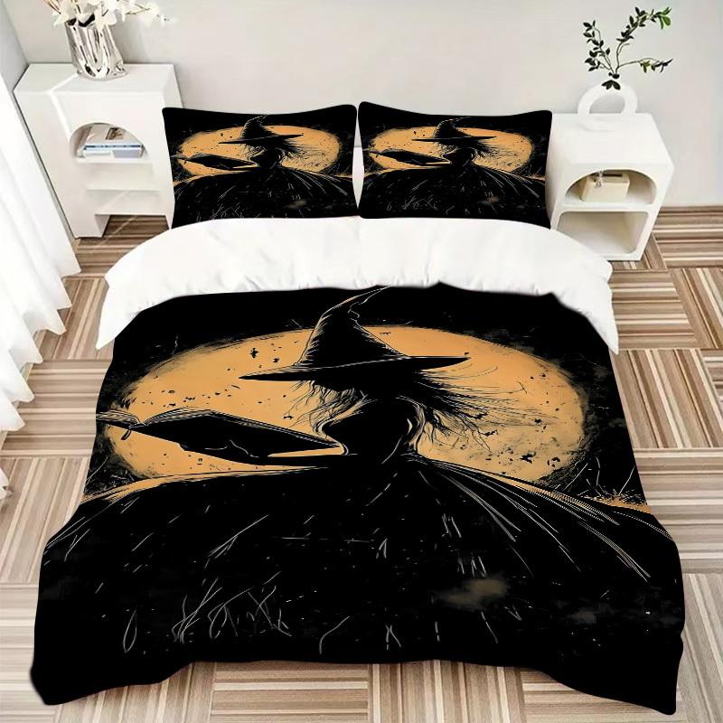 3pc Witchcraft Moonlight Cover Set - 1 Quilt Cover + 2 Pillowcases, All Seasons Bedroom Setting, Perfect for Home047