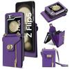 Zipper Wallet Crossbody  Phone Case for Samsung Galaxy Z Flip 6 5 4 3 Flip6 Flip5 Flip4 Flip3 5G with Card Holder Leather Cover