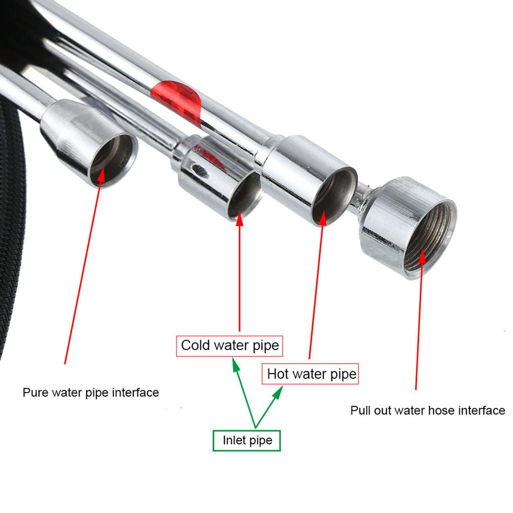 G1Celsius2 Modern 3 In 1 Filter Purifier Kitchen Faucet Double Handle PullOut Sink Hot Cold Water Tap(Electroplated )