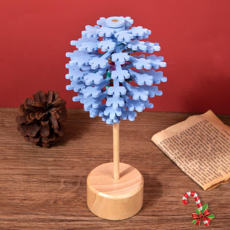 Wooden Spinning Lollipop Fisher Series Creative Ornament Children'S Creative Toys Christmas Spinning Spiral Tree Toy