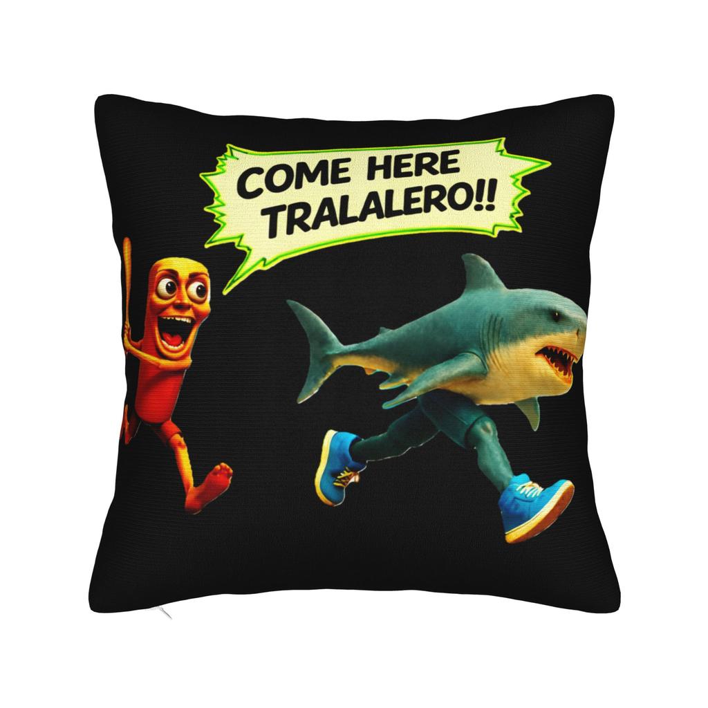 Tung Tung Tung Sahur chasing Tralalero Tralala Pillow Case Graphic Pillow Cover For Living Room Sofa Funny Pillowcases