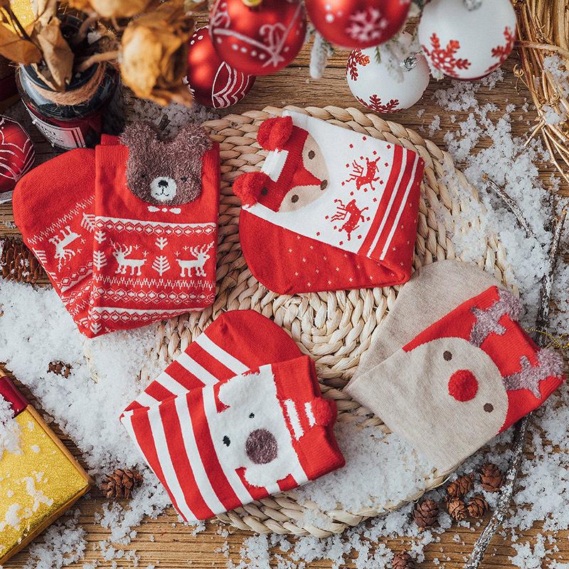 1/4 Pairs Women's Winter Christmas Socks Festive Cartoon Animal Socks Christmas Gifts for Girls Women