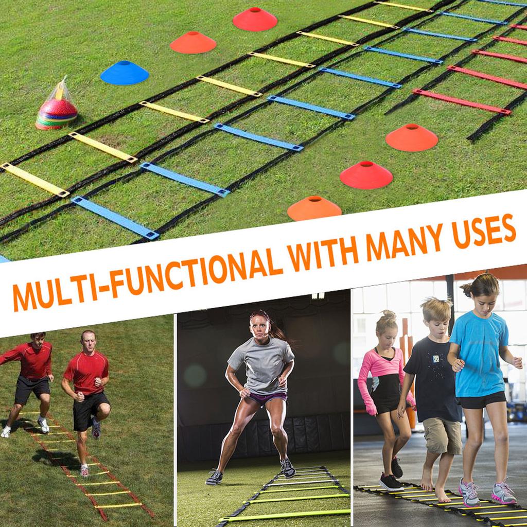 Speed Agility Train Kit, 19Ft Flat Ladder   10pcs Disc Cones for Athletic Training
