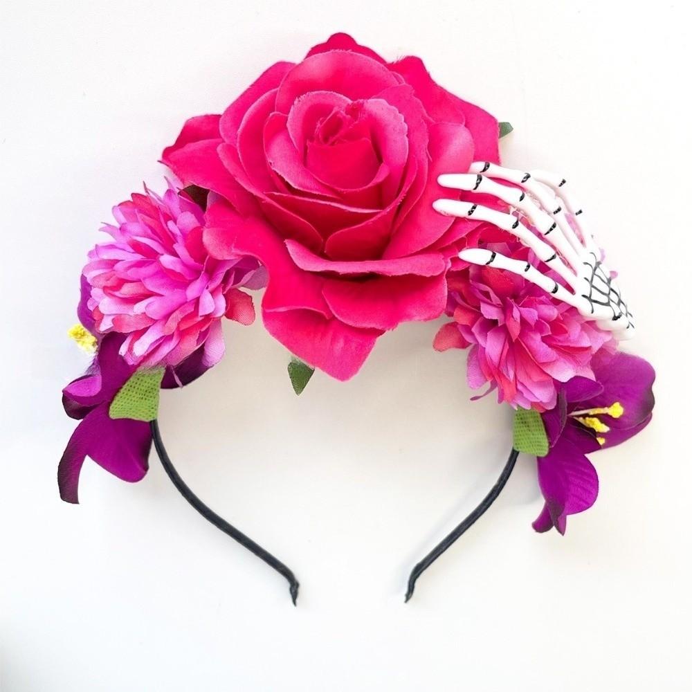 Plastic Rose Flower Crown Ghost Claw Party Headpiece Fashion Halloween Headband Women