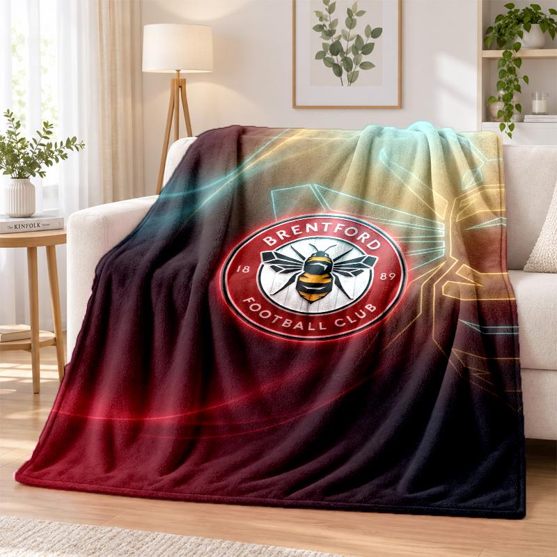 Brentford Football Printed Flannel Blanket Warm Comfort Bed Throw For Indoor Home Decoration