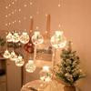Christmas Curtain Garland For Window Balls Baubles Santa Claus Christmas + Remote Control