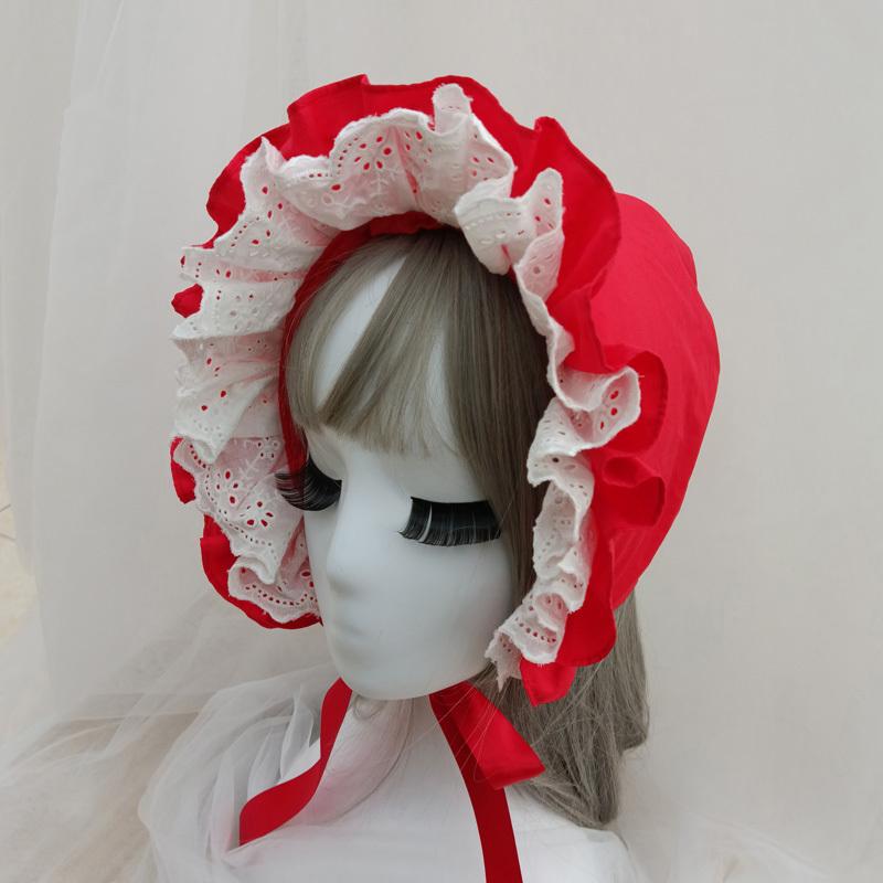 

Vintage Victorian Multilaye Lace Bonnet Hat Gothic Lolita Women Girls Maid Cosplay Hat Headpiece