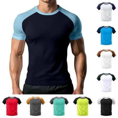 Ανδρικό Αθλητικό T-Shirt Ραγκλάν Κοντομάνικο με Μοτίβο Colorblock