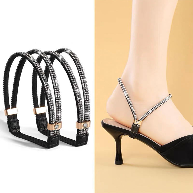 Women Shoe Belt Rhinestone High Heels Shoelaces Free Triangle Bundle Ankle Holding Loose Anti-skid Bundle Laces Tie Straps Band