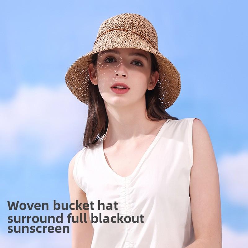 Straw Hat Large Brim Outdoor Sunshade Uv Protection Breathable Summer Cap Gift