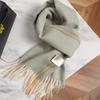 Temperament + green beard solid color wool scarf men's and women's winter long versatile plus fringed shawl