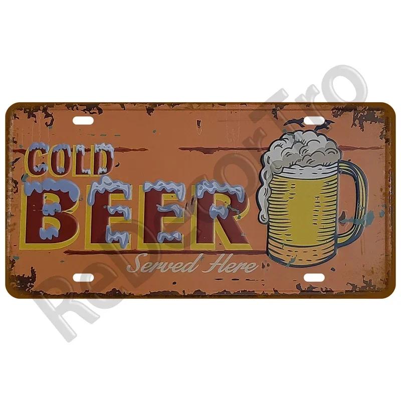 Plechová cedule s vítáním piva, studené whisky, bar, hospoda, kavárna, nástěnná dekorace, retro kovová plechová cedule, řemeslná dekorace, auto, plechové plakety