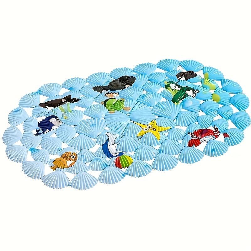 Colorful Sea Creatures Shell Design Non-Slip Bath Mat - Durable, Easy To Clean, Multi-Purpose Safety Floor Mat for Bathroom, Bathtub