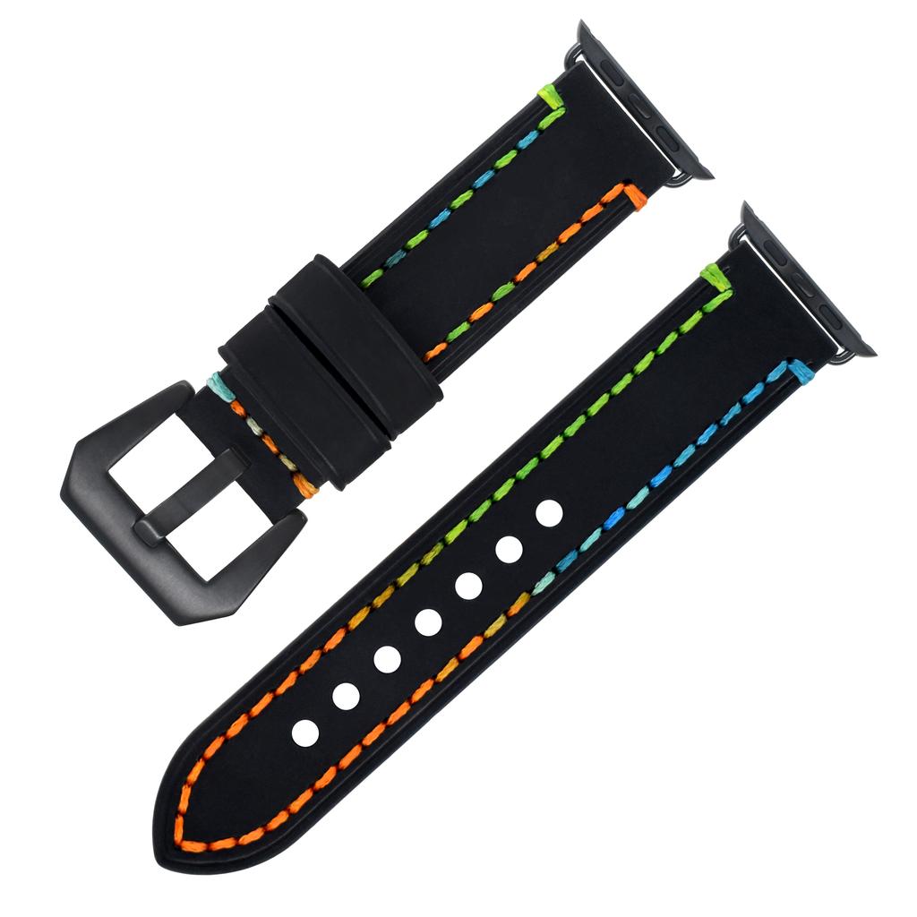 Handmade Genuine Leather Watch Bands for Apple Iwatch Series 8 7 6 5 4 3 2 1 with Colored Thread Fashion Luxury Charm Beautiful