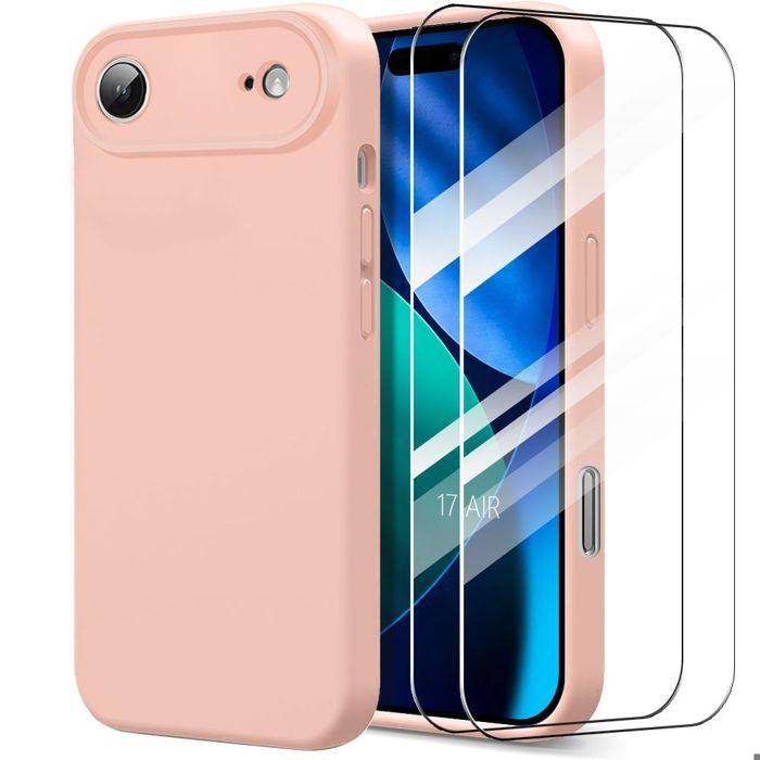Coque de Protection - BOOLING - pour iPhone Air - Silicone Ultra Slim Antichoc - Rose - 2 Vitres