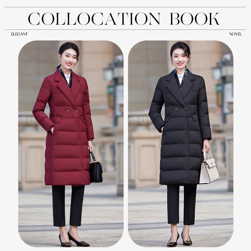 Tromen Women's Lapel Collar Mid-Length Padded Winter Coat