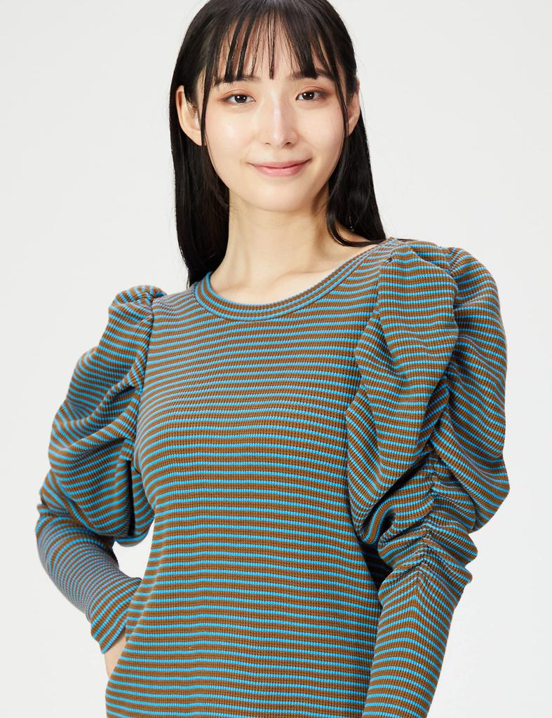 Snidel Waffle Volume Sleeve Top SWCT224168 BLU F Women's