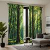2pcs HD Green Forest Decorative Curtain Green Digital Printed Curtain Home Decoration Style Decoration Living Room Bedroom Th