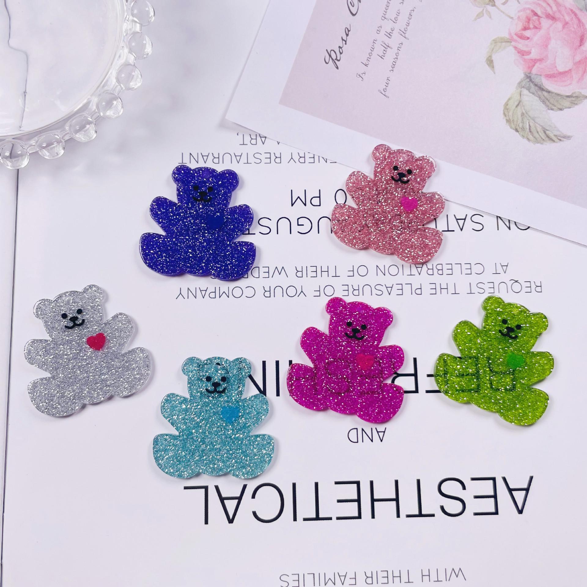 

34*35мм Блестящий Медведь-Сердце Акриловая Цепочка для Телефона, Брелок, DIY Шармы для Серег фиолетовый