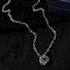 Woman Noble Multi-Layered Ursus Ring Necklace Elegant Necklace Fashion Silver Charm Orb Pendant Engraved Hollow Out Chain Dinner Dress Accessories