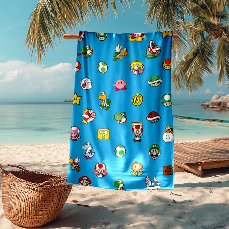 Ultra-Soft Beach Towel with Mario Theme,Ideal for Pool - Camping, Diving - Perfect Travel Essential, Vibrant Beach Towel.