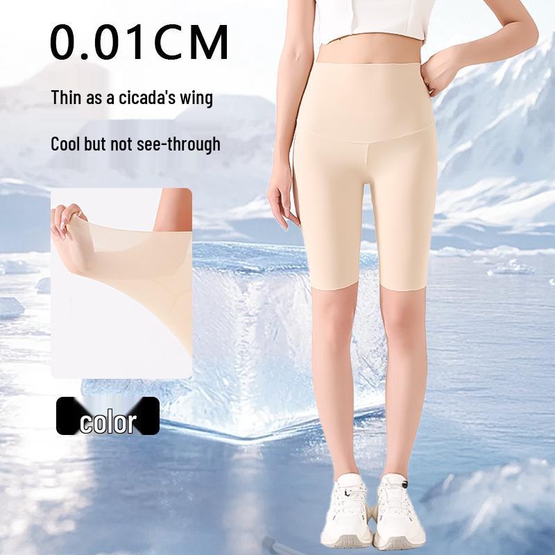 Women's Summer Ice Silk Shark Pants with Sun Protection & High Elastic Seamless Base Layer for Yoga & Sports