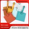 Square PU Leather Luggage Tag with Hidden ID Compartment