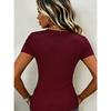 Summer new women's casual V-neck metal strap design short-sleeved T-shirt