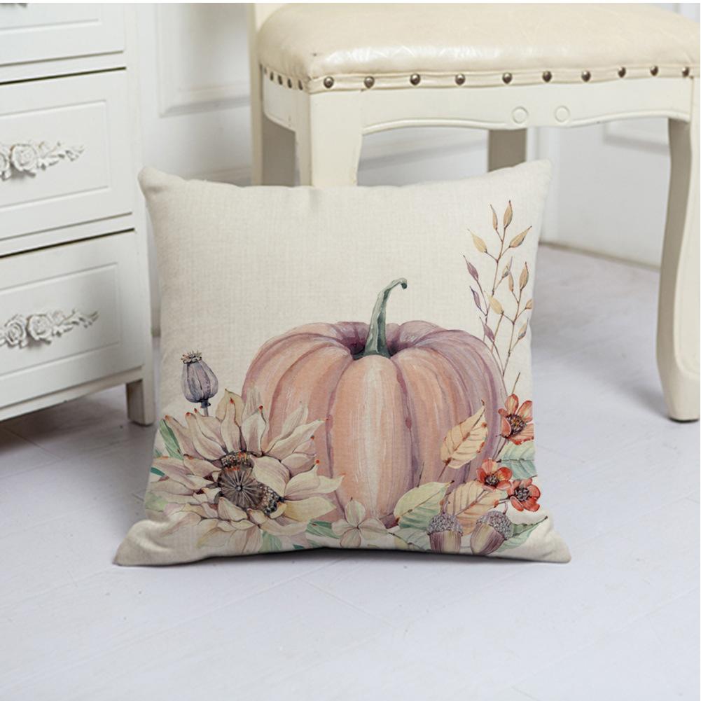 White Pumpkin Thanksgiving Garland Flax Pillow Case European and American Fashion Home