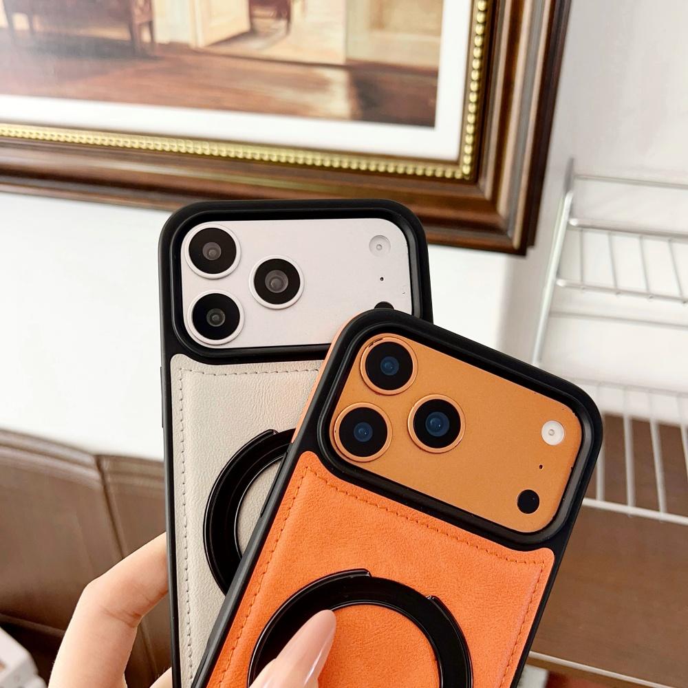 Bracket For Phone Case For For Iphone 17 Air 16 15 14 Plus 13 12 11 Pro Max Matte Leather Magnetic Stand Bumper Cover