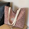 Stylish Corduroy Tote Bag for Women Bohemian Ethnic Style Shoulder Bag for Commuting and College
