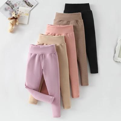 1/3-piece Set Of Children's Autumn/Winter Warm Leggings With Feece Boys And Girls Casual Sports Waist And Belly Protection Pants