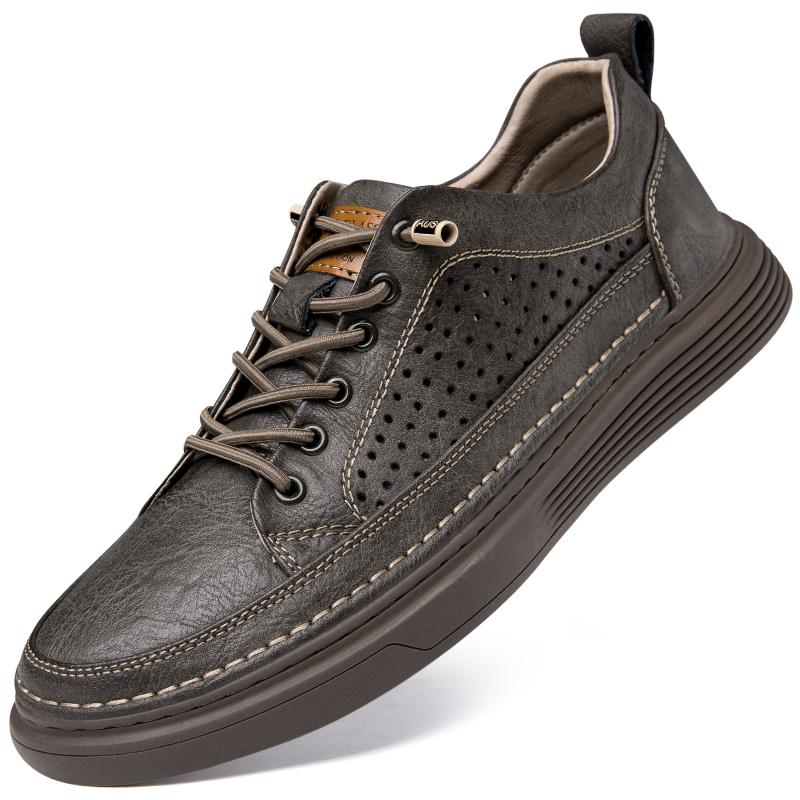 

Новые мужские повседневные модные тенденции кожаные туфли с толстым дном, низкие кроссовки с дышащим мягким протектором, нескользящие удобные туфли для улицы 43