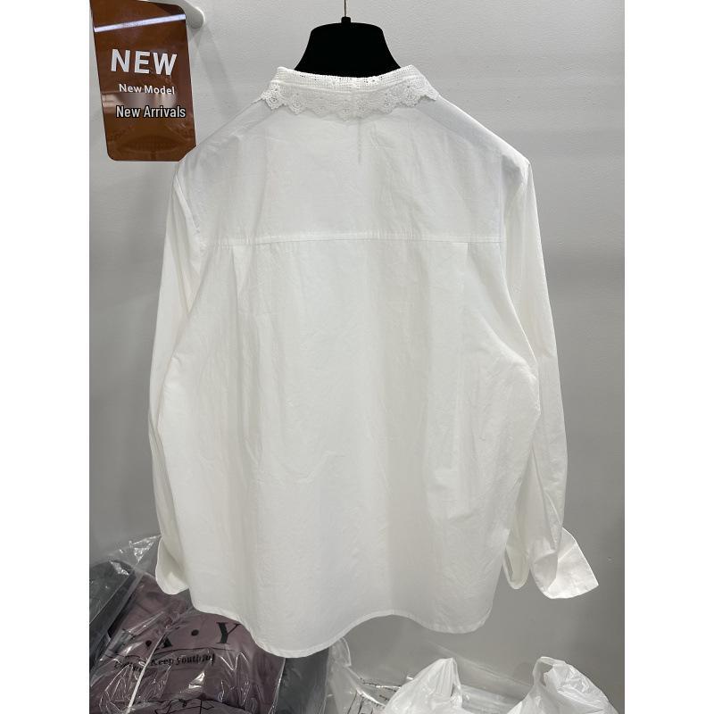 2025 Spring Women's Loose Fit Long Sleeve Shirt - Slimming Solid Color Woven Top with Lapel for Commuting Style