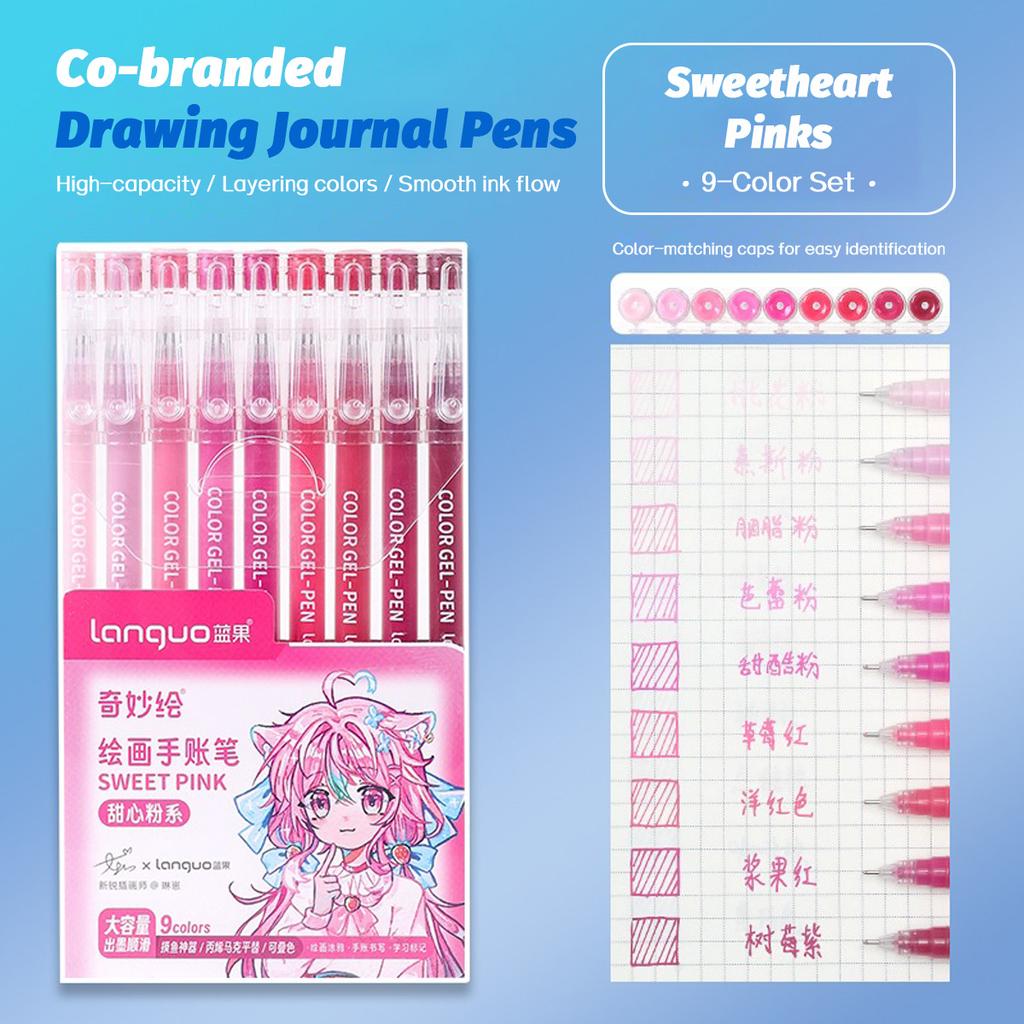 6/9pcs Set Languo Morandi Gel Pens 0.5mm Kawaii Pastel Set for Students Diary Scrapbook Painting & Drawing Pen School Supplies