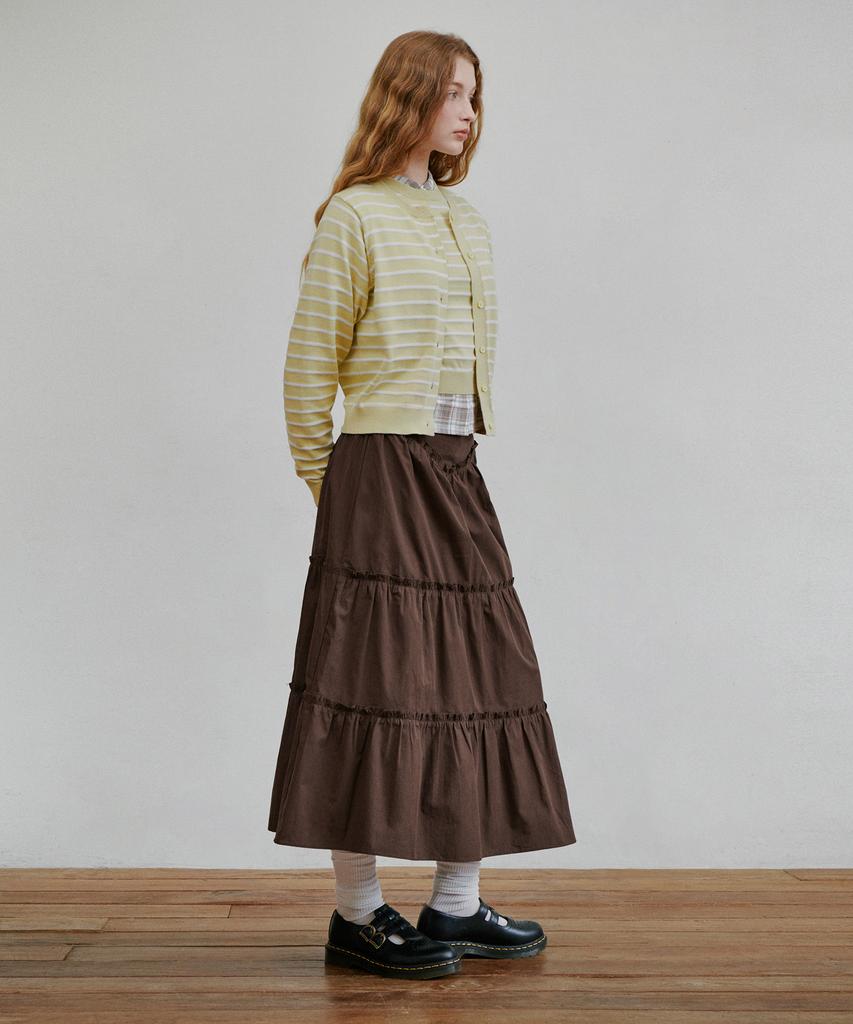 Belloel Shirred Long Skirt Brown