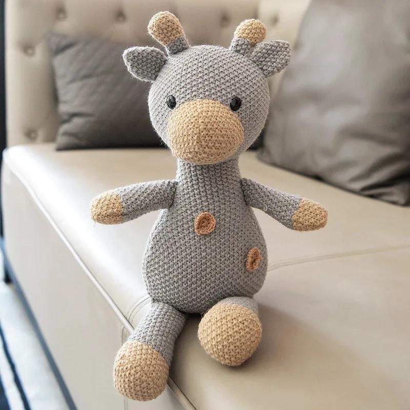 Crochet Animals Plush Stuffed Bunny Monkey Dolls Cotton Knitted Plushies Rabbit Cuddle Toys Kids Early Educational Peluche Toy