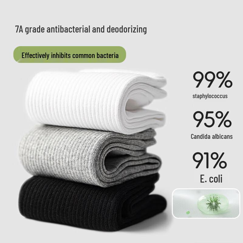 Women's 100% Cotton Antibacterial Mid-Calf Socks (6 Pairs)