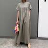 Summer dress loose and comfortable lazy style casual cotton and linen dress Lotte foreign trade women's dress