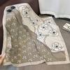 Korean Fashion Vintage Elegant Camellia Printed Square Scarf For Women