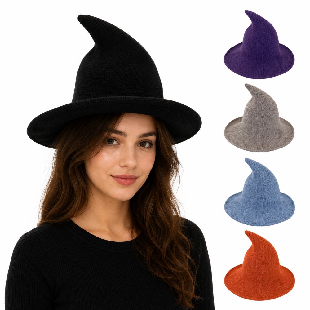 Solid Color Halloween Witch Hat High Quality Costume Hat Fashionable Magical Hat For Women