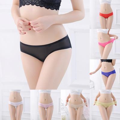 Women Sexy  Lace Splice Briefs Panties Lingerie Mesh Underwear