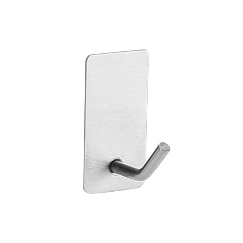 Punch-Free Stainless Steel Adhesive Hook for Coats & Hats - Strong Black Metal Door Hook