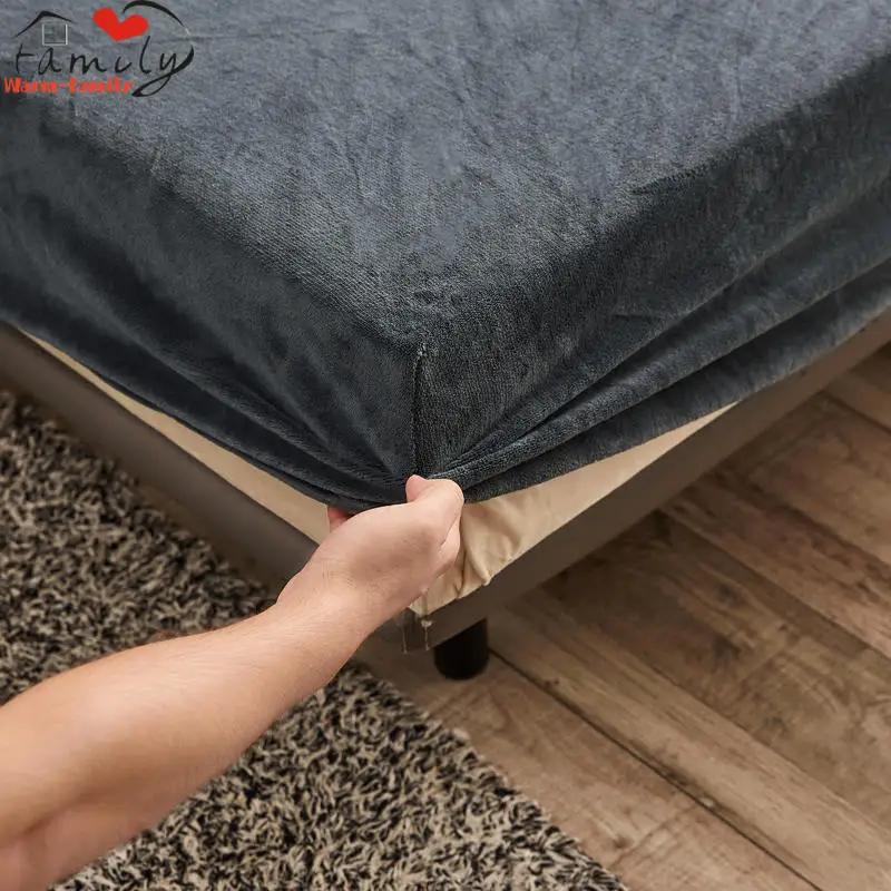 Warm and Thick Elastic Fitted Sheets Adjustable Flannel Winter Mattress Cover Velvet Bed Linens, 150/180/200 Multi Sizes