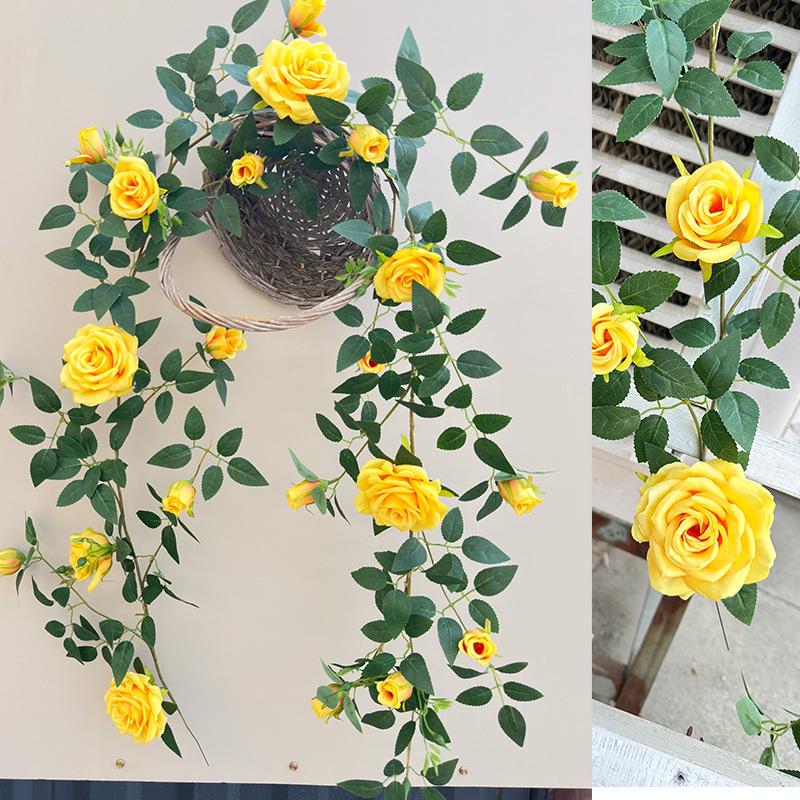 Artificial Rose Vine Wall Decor for Air Conditioner Pipes