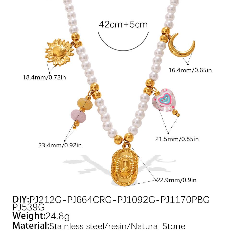 Luxo Leve Vitalidade Diversos Pingentes DIY Pulseira de Contas Brancas Colar Aço Inoxidável Redutor de Idade Doce Estilo Menina Conjunto