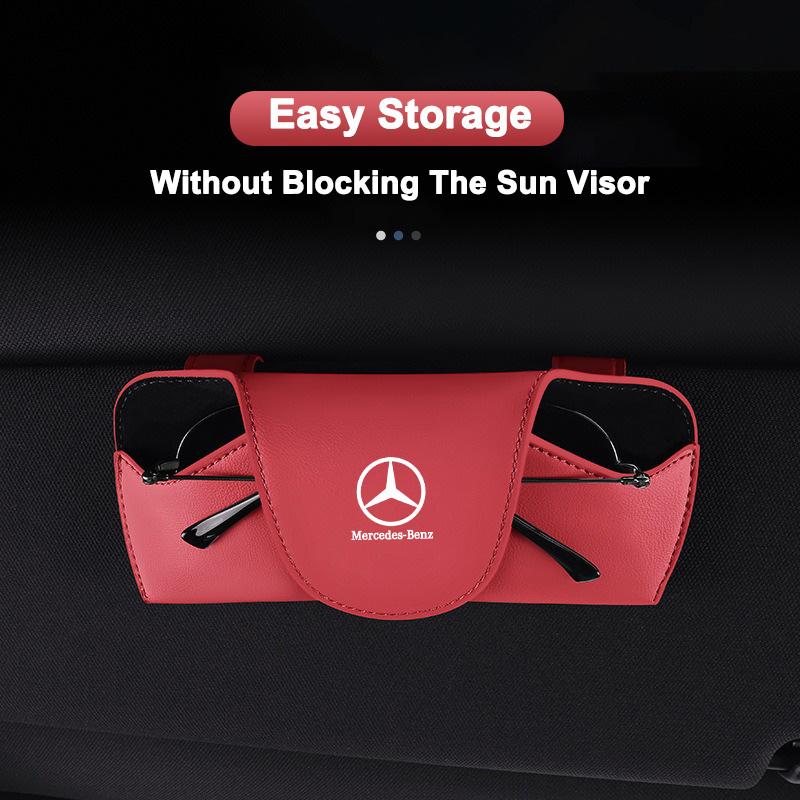 CQQ1 Leather Car Sun Visor EyeGlasses Case Eyeglasses Bracket Clip For Mercedes Benz W203 W204 W205 W176 W16 W177 W247 Accessories