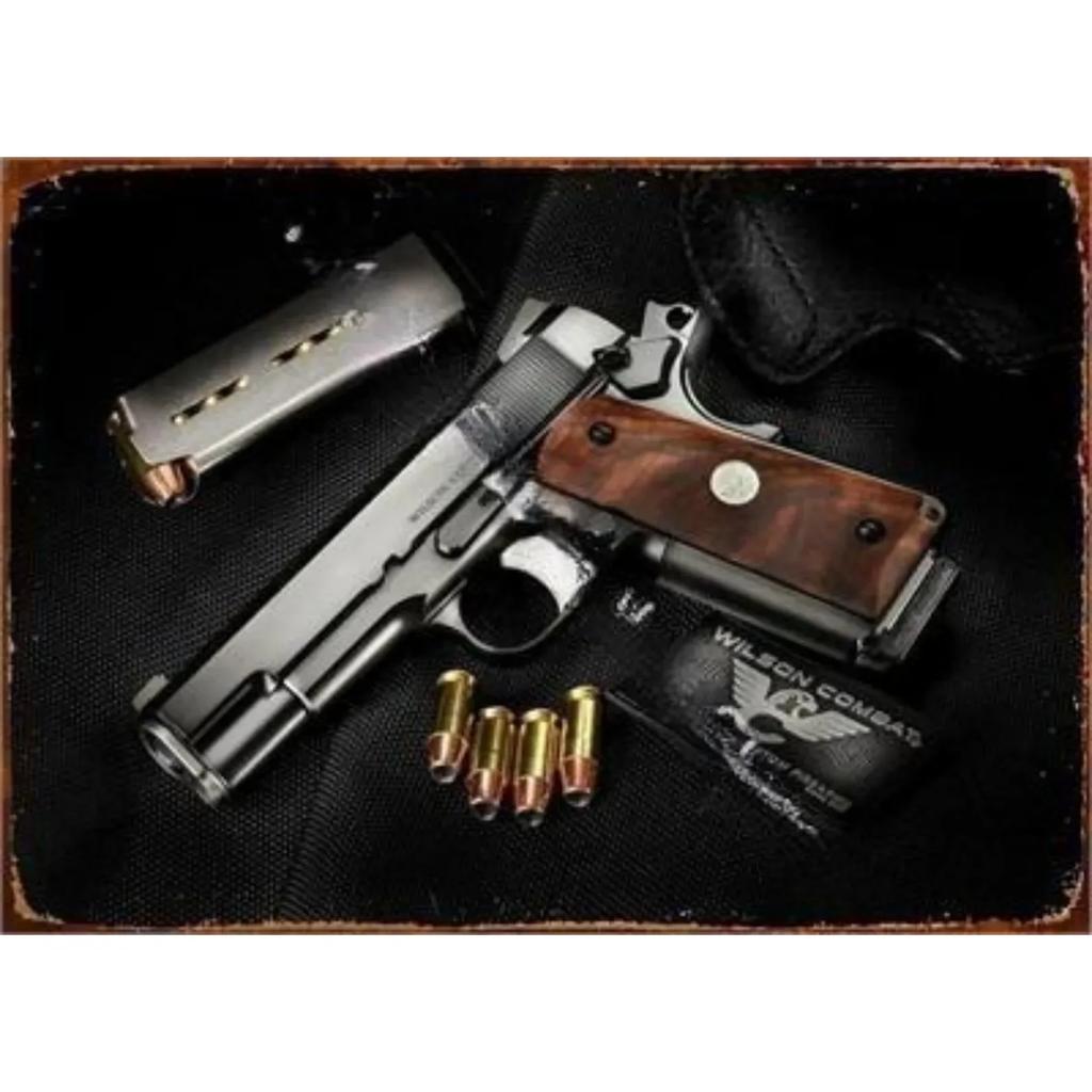 Vintage NEW Pistol HD Tin Painting Metal Sign Poster Home Living Room Bar Club Party Man Cave Art Wall Decorativ Iron Painting