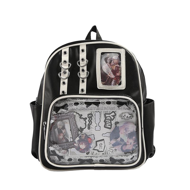 New transparent backpack high school large-capacity college student backpack pu shoulder pain bag bar pain bag women's shoulder