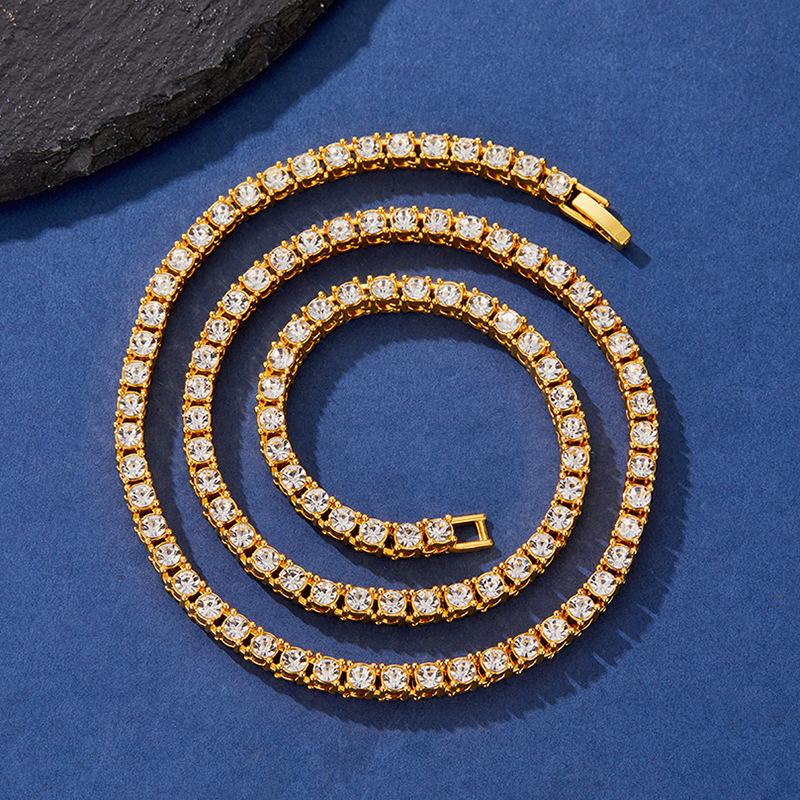 5Mm Hip Hop Tennis Chain Simple Single Rhinestone Clavicle Chain Cuban Chain Necklace
